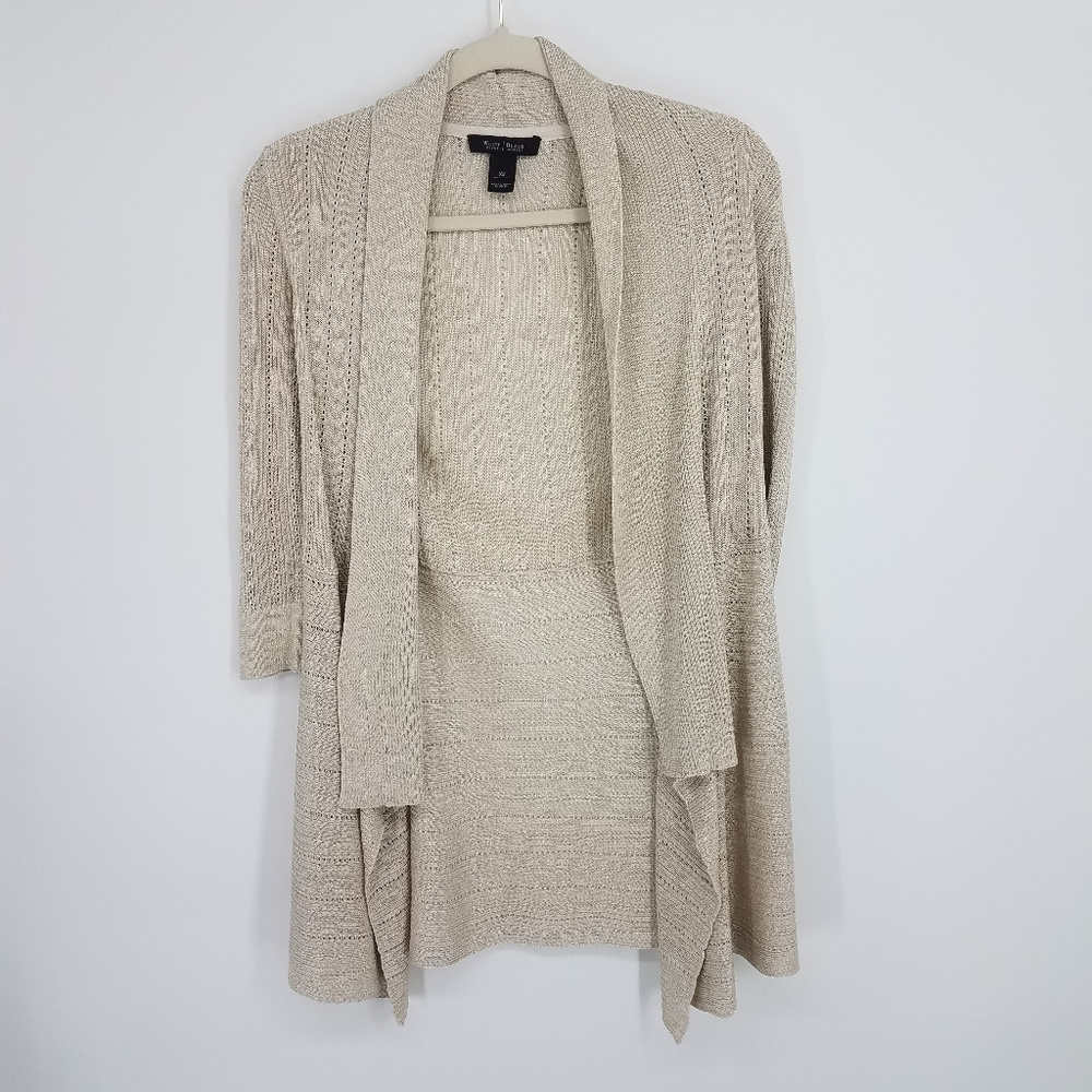 White House BlackMarket Shimmer Gold Open Cardigan
